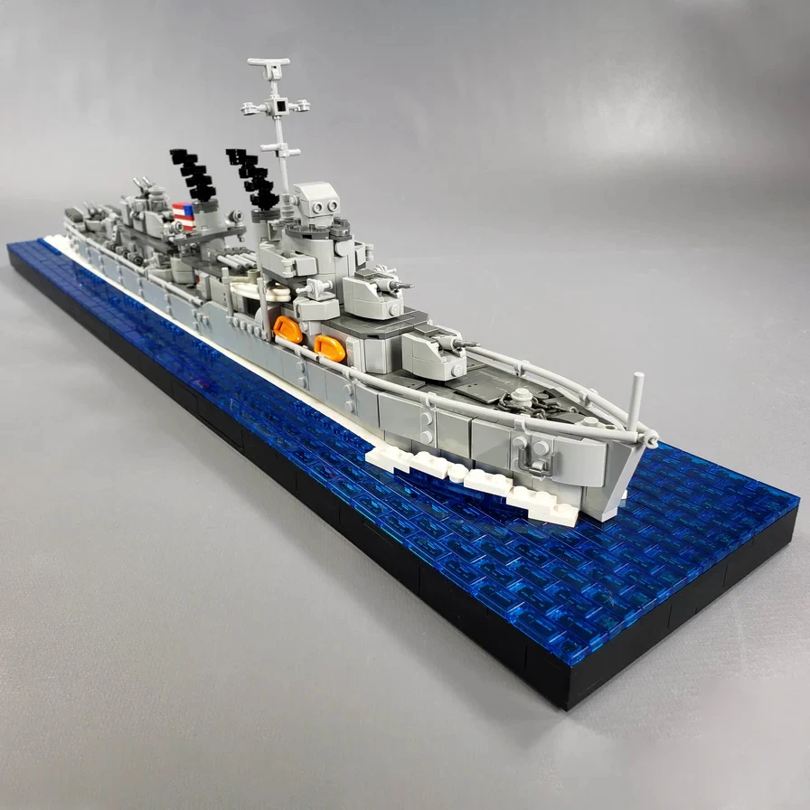 Gobricks MOC WW2 US.Military Bismarck Battleship Cruiser Building Blocks Model Military Battleship Cruiser Bricks Toys Kids Gift