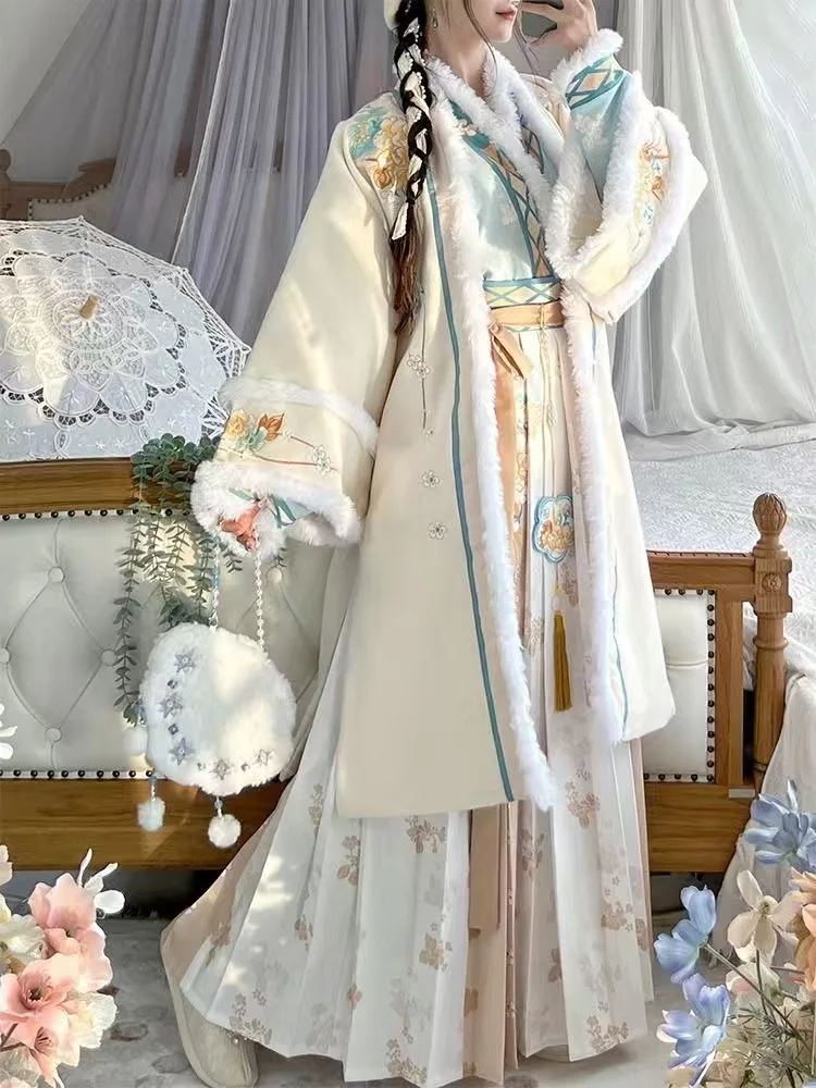 Setelan Hanfu, Gaya Cina, Gaya Lagu Tang, Kemeja Lengan Besar Bordir Warna Gradien, Kostum Peri Retro