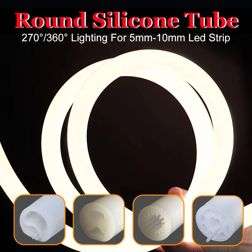 

Silica Gel Tube 270° 360° Luminous Flexible Round Silicone Neon IP67 Waterproof For WS2812 WS2811 5050 5/8/10mm LED Strip Light