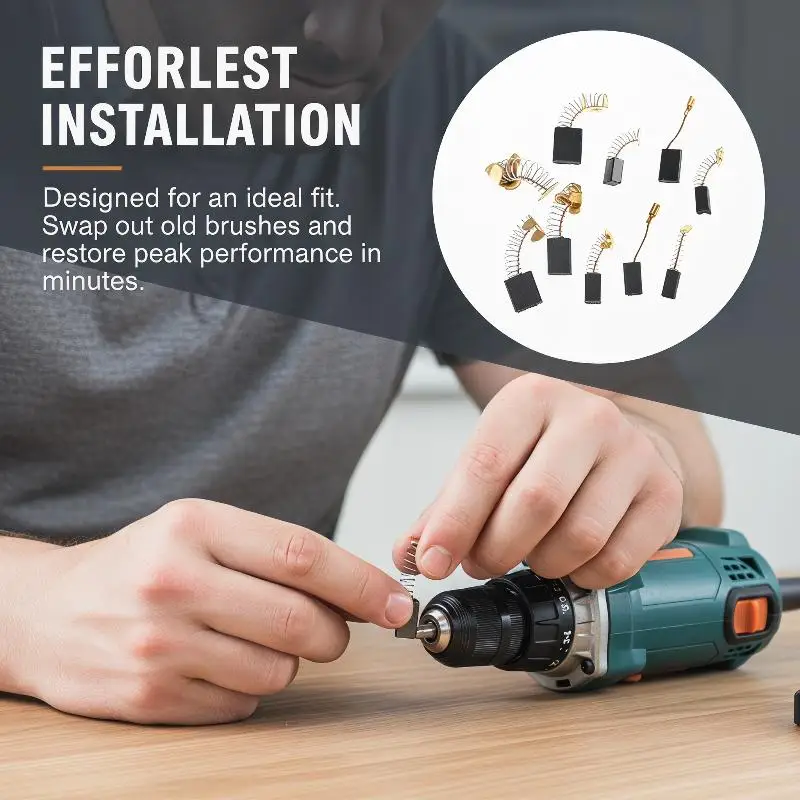 50Pcs Electric Hammer Power Tool Maintenance Kits Electric Motor Carbon Brushes Set 5 Models Carbons Brushes Replacement Parts