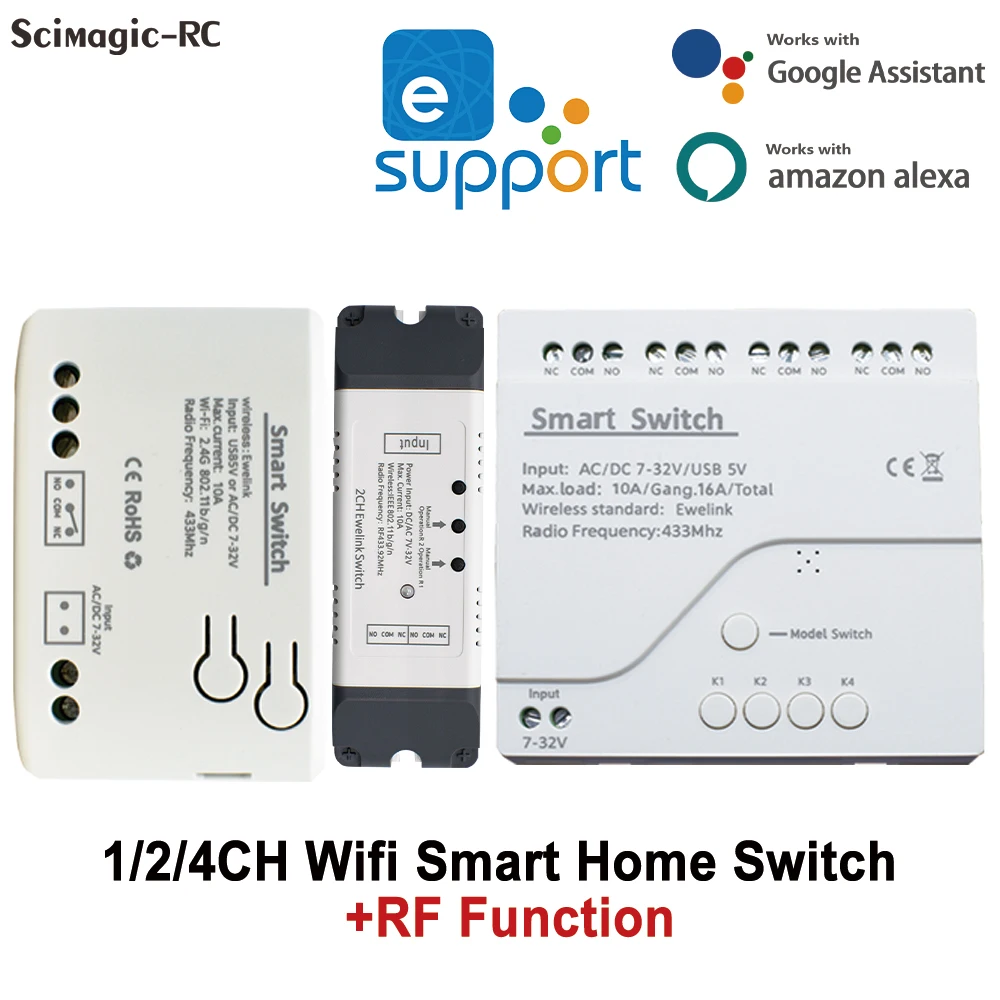 Ewelink WIFI Garage Door Opener Controller per cancello scorrevole Smart Switch On Off modulo relè controllo vocale Alexa Google Home