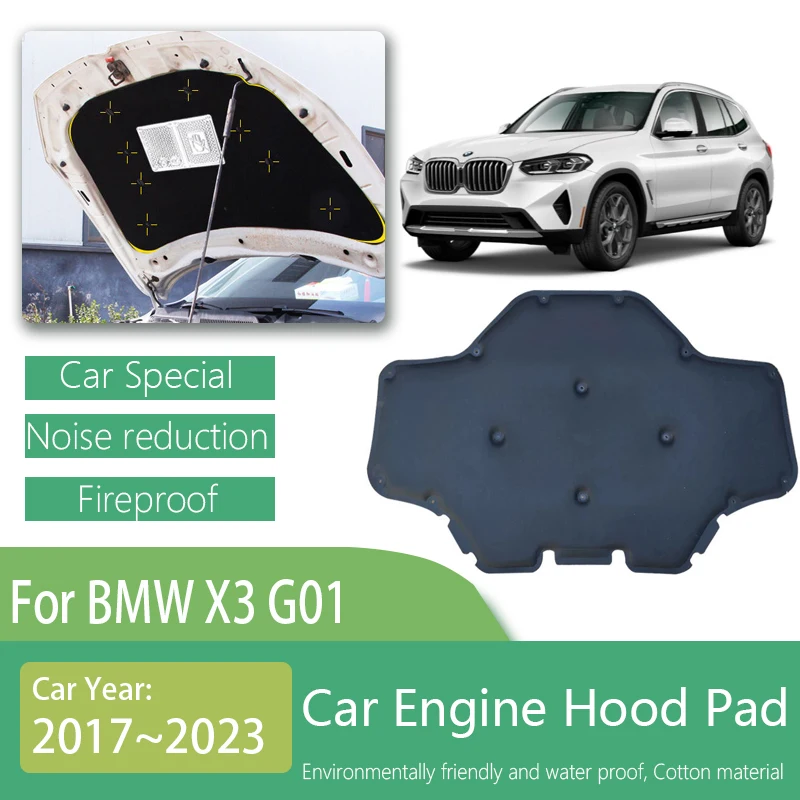 

Car Sound Insulation Mats For BMW X3 G01 X4 G02 2017~2023 Soundproof Hood Engine Insulation Covers Cotton Pads Carro Accessories