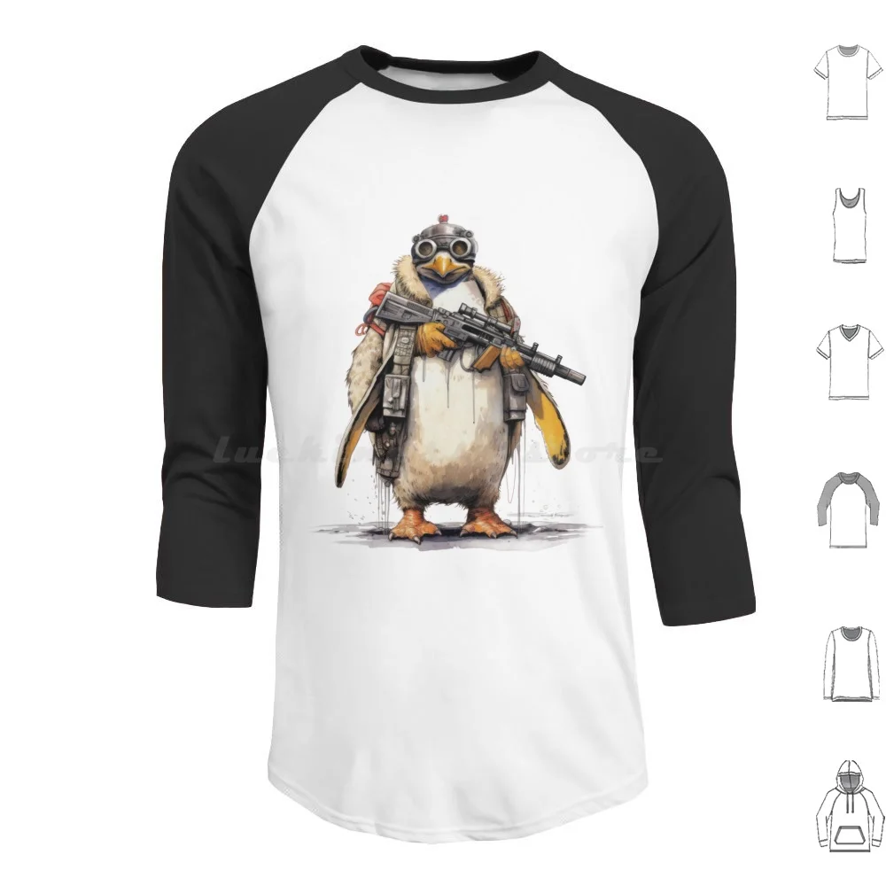 Specops Penguin Hoodies Long Sleeve Penguin Bird Antarctica Animal Military Rifle Soldier Weapon Pen Ink Weird Funny