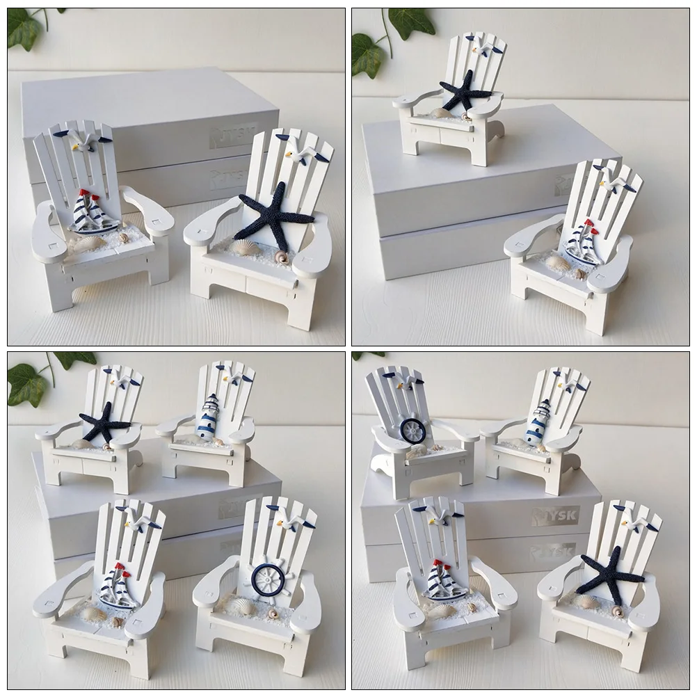 

4 Pcs Beach Decoration Ornaments Ocean Themed Decorative Desktop Home Chair House Nautical for Room