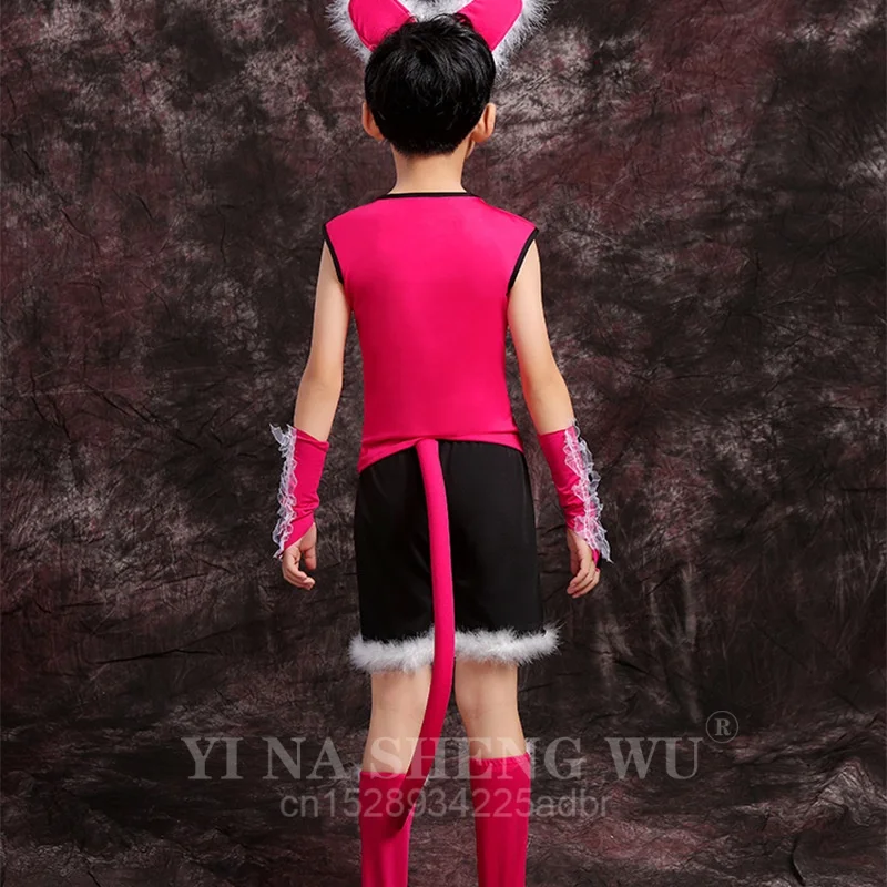 5Pcs 새끼 고양이 고양이 댄스 소녀 할로윈 의상 현대 무용 의상 어린이 무대 의상 소녀를위한 현대 무용 재즈 의상
