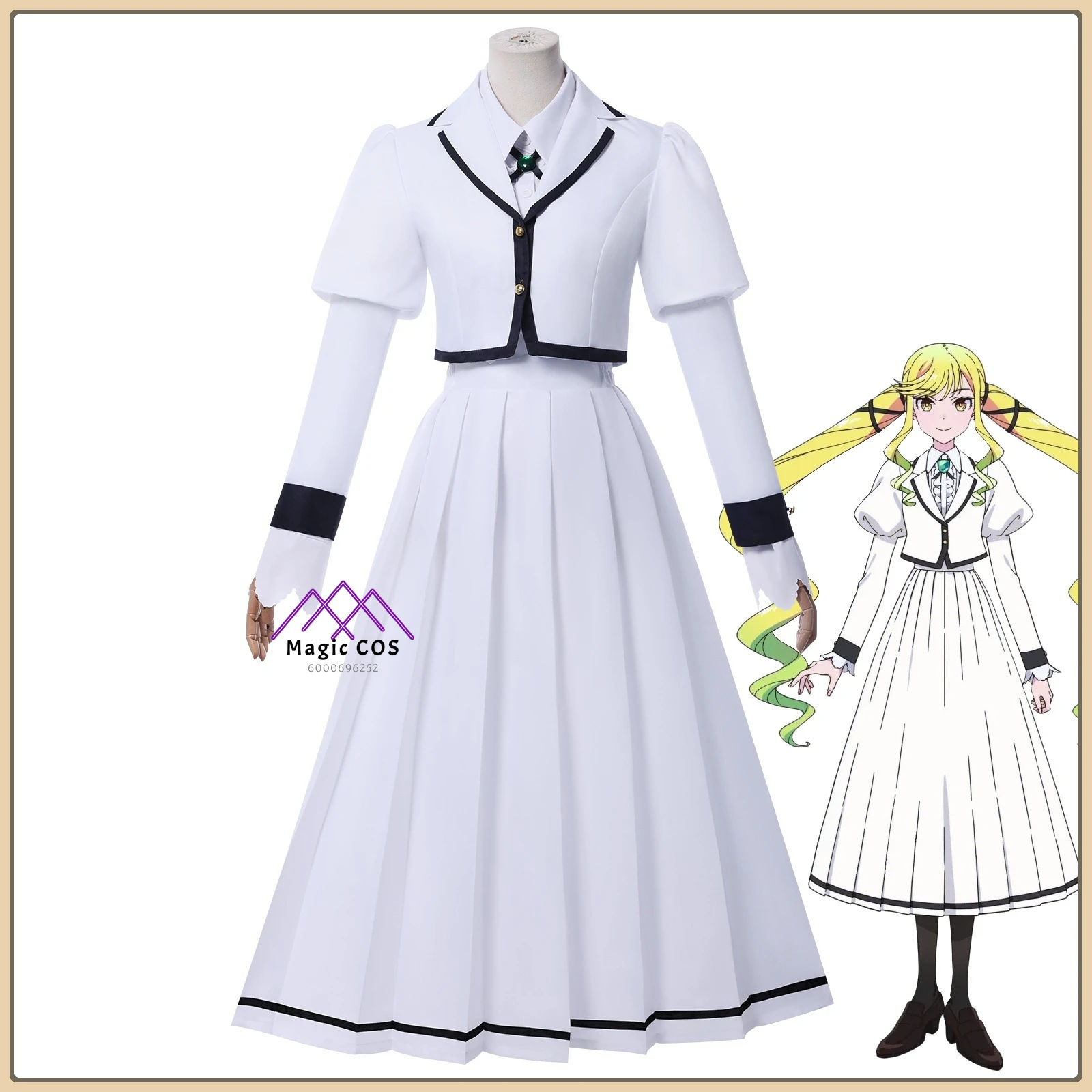 

Rock is a Lady's Hobby Suzunomiya Ririsa Cosplay Costume Women's White Dress Uniform Set Anime Outfit for Comic Con Party