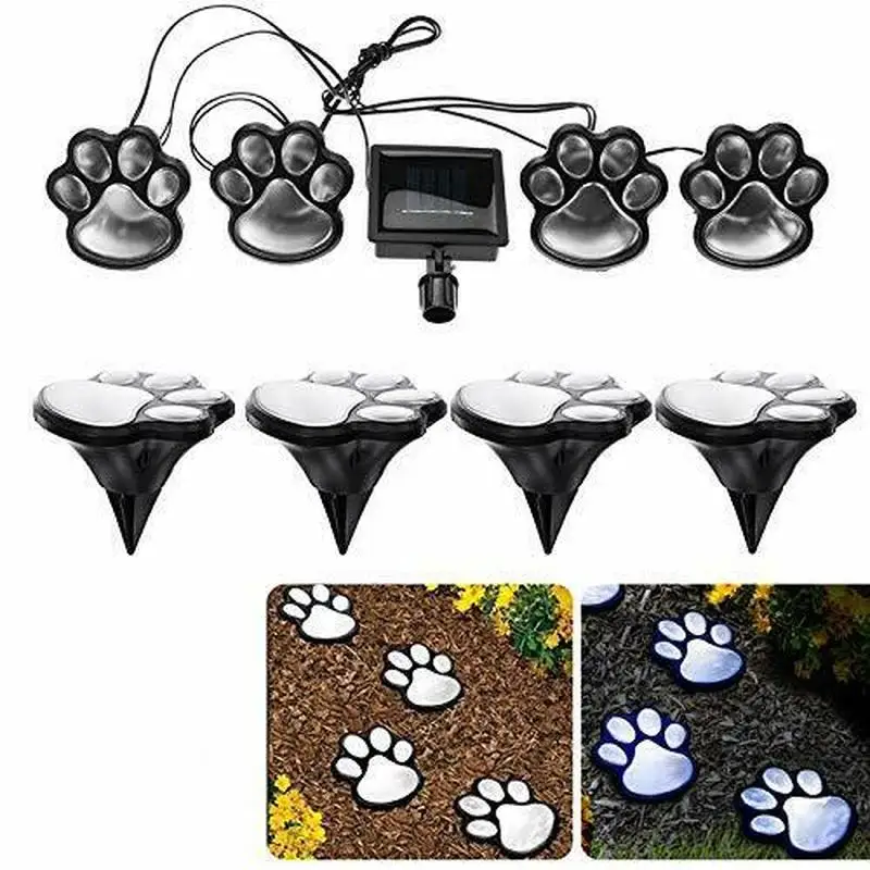 Imagem -02 - Venda Quente ao ar Livre Led Solar Jardim Luz à Prova Dbear Água Urso Cão Gato Animal Pata Impressão Luz Caminho Lâmpada do Gramado para Decoração Jardim