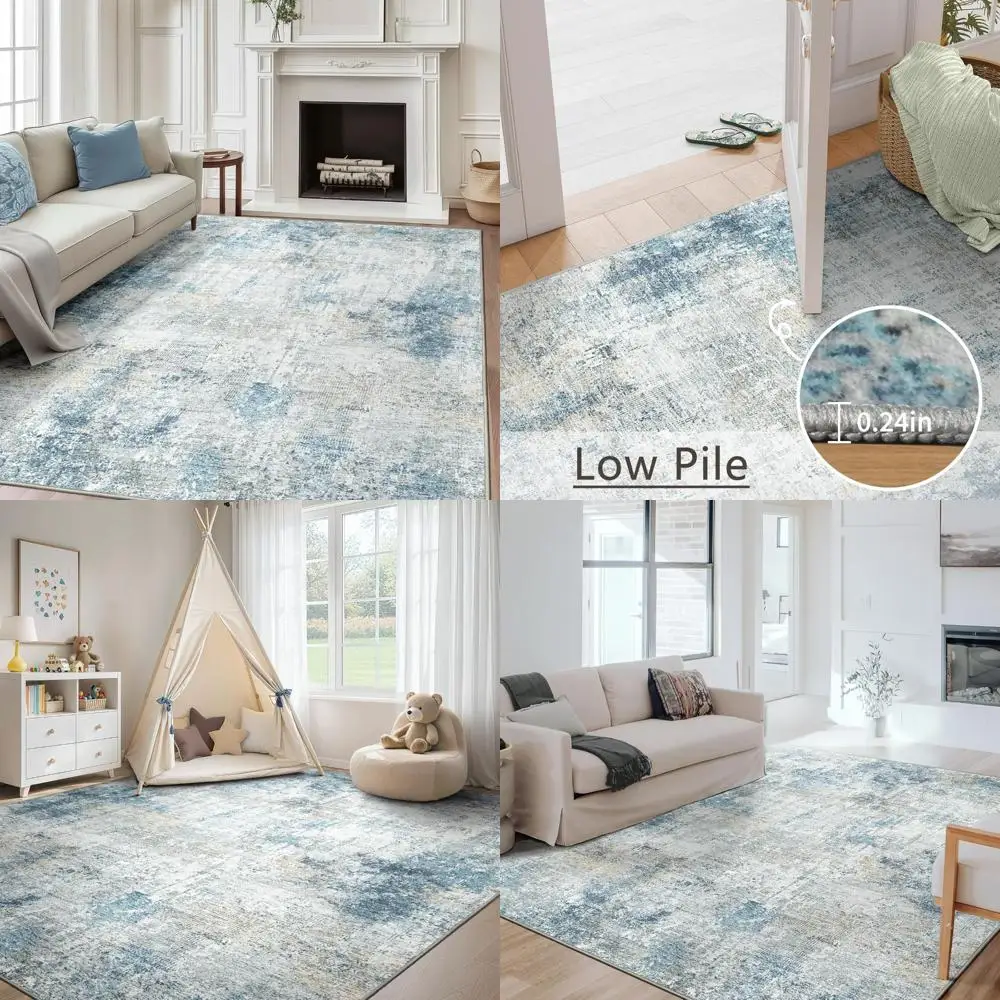 

Washable 6x9 Abstract Rugs for Living Room - Non-Slip, Soft, Low Pile, Modern Boho, Spill-Resistant, Stain-Proof Area Rug