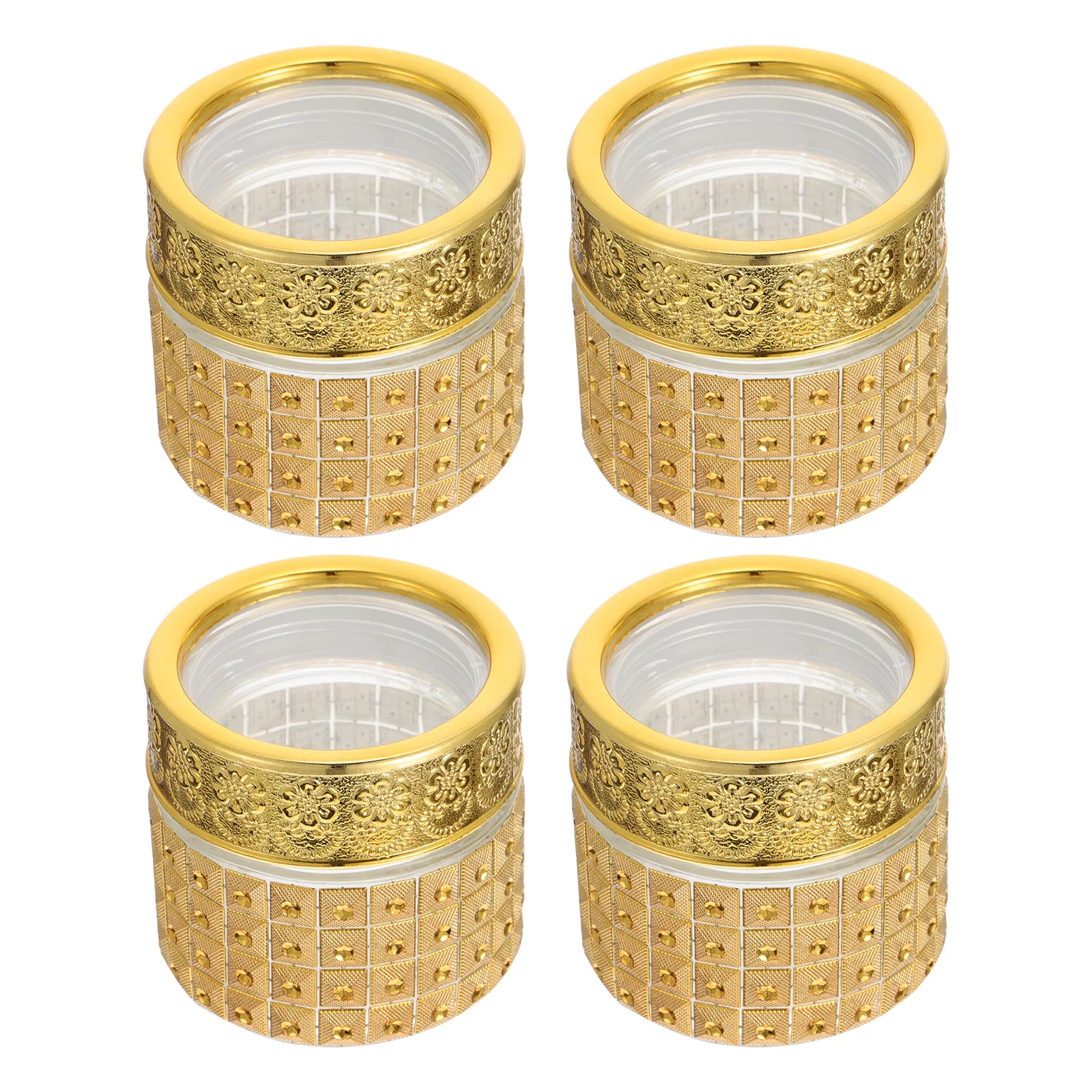 

4 Pcs Golden Glass Bottles Luxury Style Storage Jars Refillable High Grade Safe Healthy Food Pill Holder Beautiful