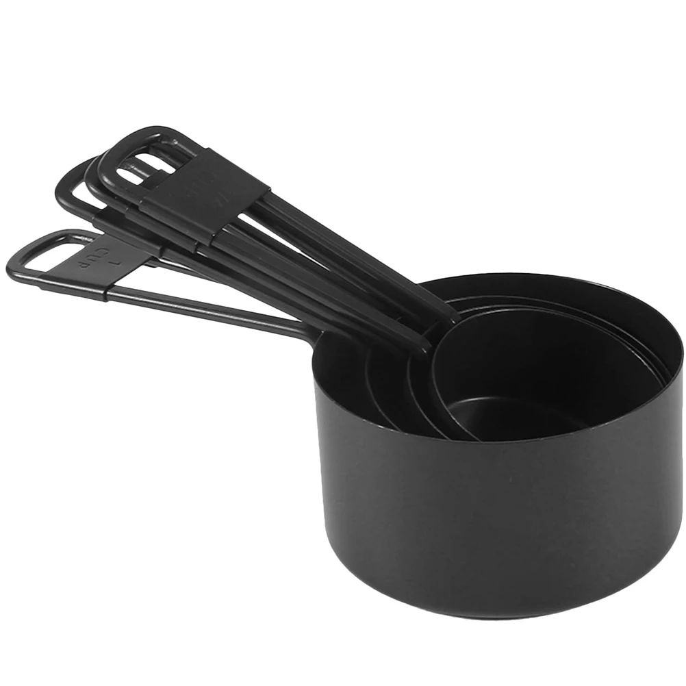 

1 set Measuring Cups Set Stainless Steel Wear Resistant Baking Teacup Liquid Measurement Kitchen Tools Black 1CUP 2CIP 1 3CUP 1