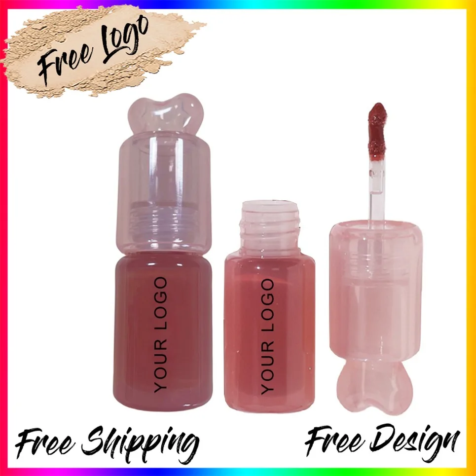 Vegan Makeup Custom Logo Butter Nude Lip Gloss Private Label Hydrating Shine Moisturizing Red Brown Lip Tint Wholesale
