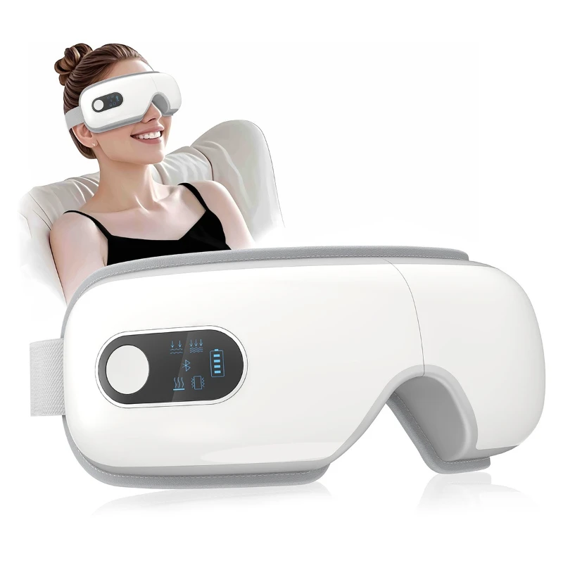 Portable Eye Massager Smart Eye Massager with Air Pressure Heat Compress Foldable Skin Friendly Fabric Smart Timer for Adults