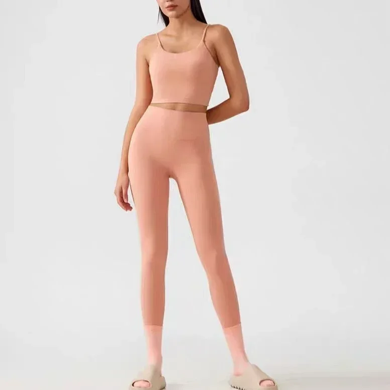 

Lemon Fitness Shock proof Sports Bra With Chest Pad Sexy Thin Belt Back Top Half Suspender Yoga Bra Running Training Underwear