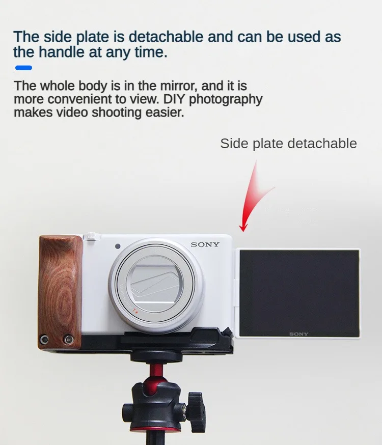 for ZV1/ZV1II /ZV1F Camera Vlog Rig L-Shape Wooden Grip with Cold