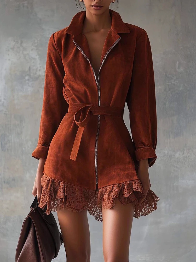 

Осеннее женское повседневное пальто с длинным рукавом из полиэстера, новое модное пальто на молнии с высоким воротником