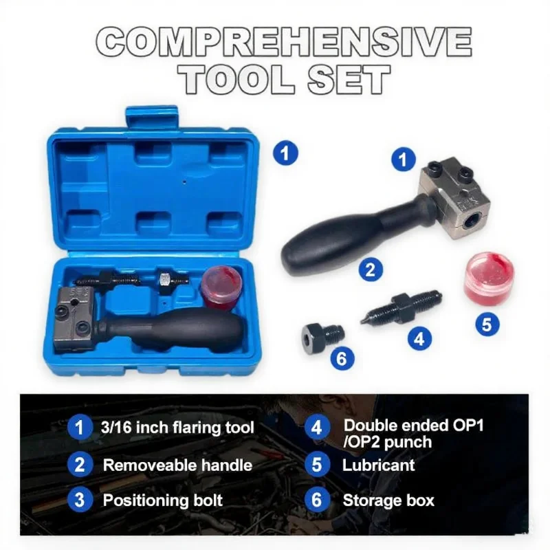 

Automotive Brake Pipe Flaring Tool Kit 3/16'' Double Flare Adapter 45-Degree Universal Brake Line Flare Tools Car Accessories