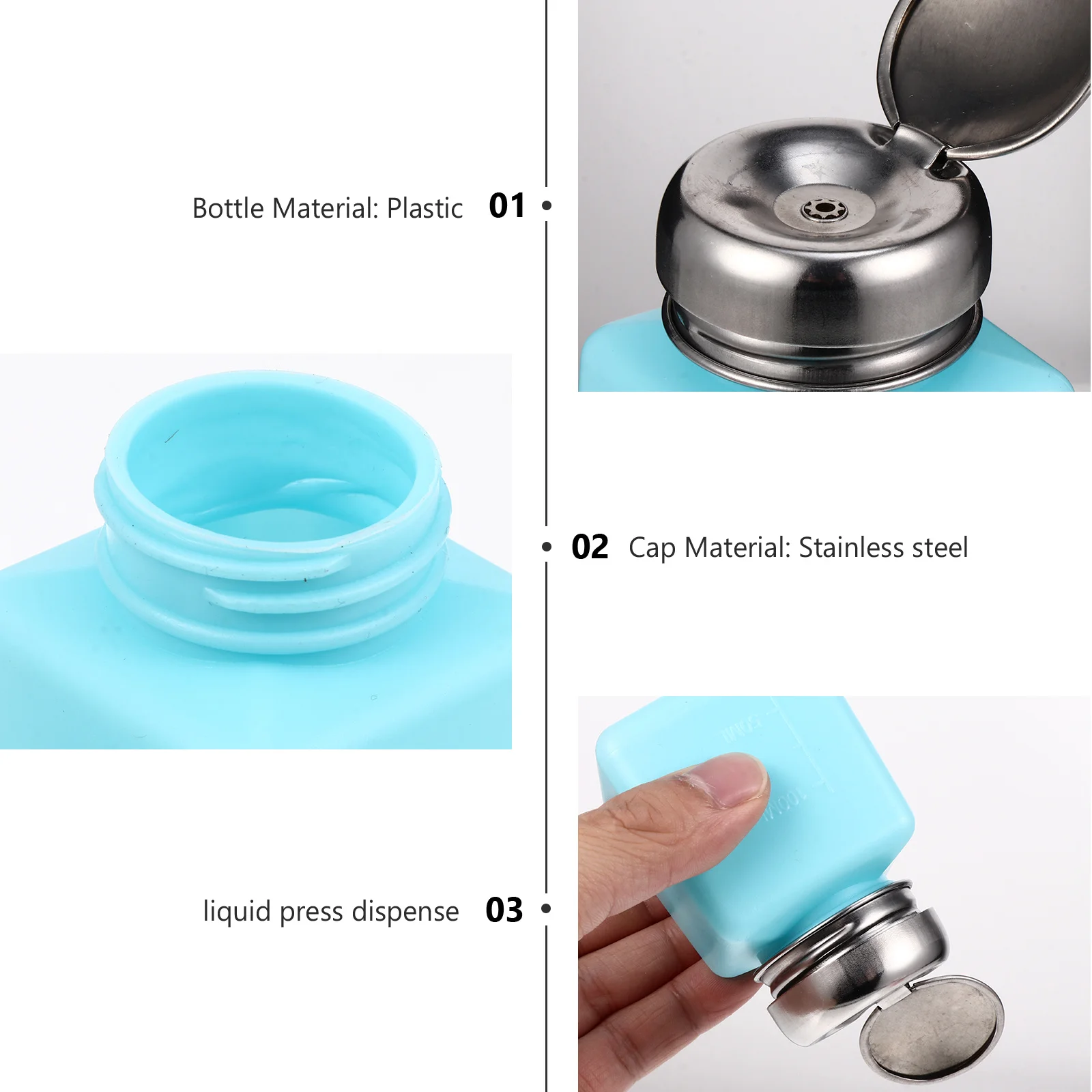 3Pcs 100ml Nail Polish Remover Press Bottle Portable Lightweight Easy Carry Leakproof Exquisite Design Gift Friends