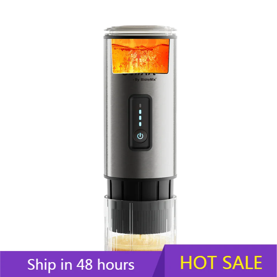 

POWER LEAPPortable Outdoor Mini Heating Espresso Coffee Machine Stainless Steel Housing Three-In-One For Car Office Camp