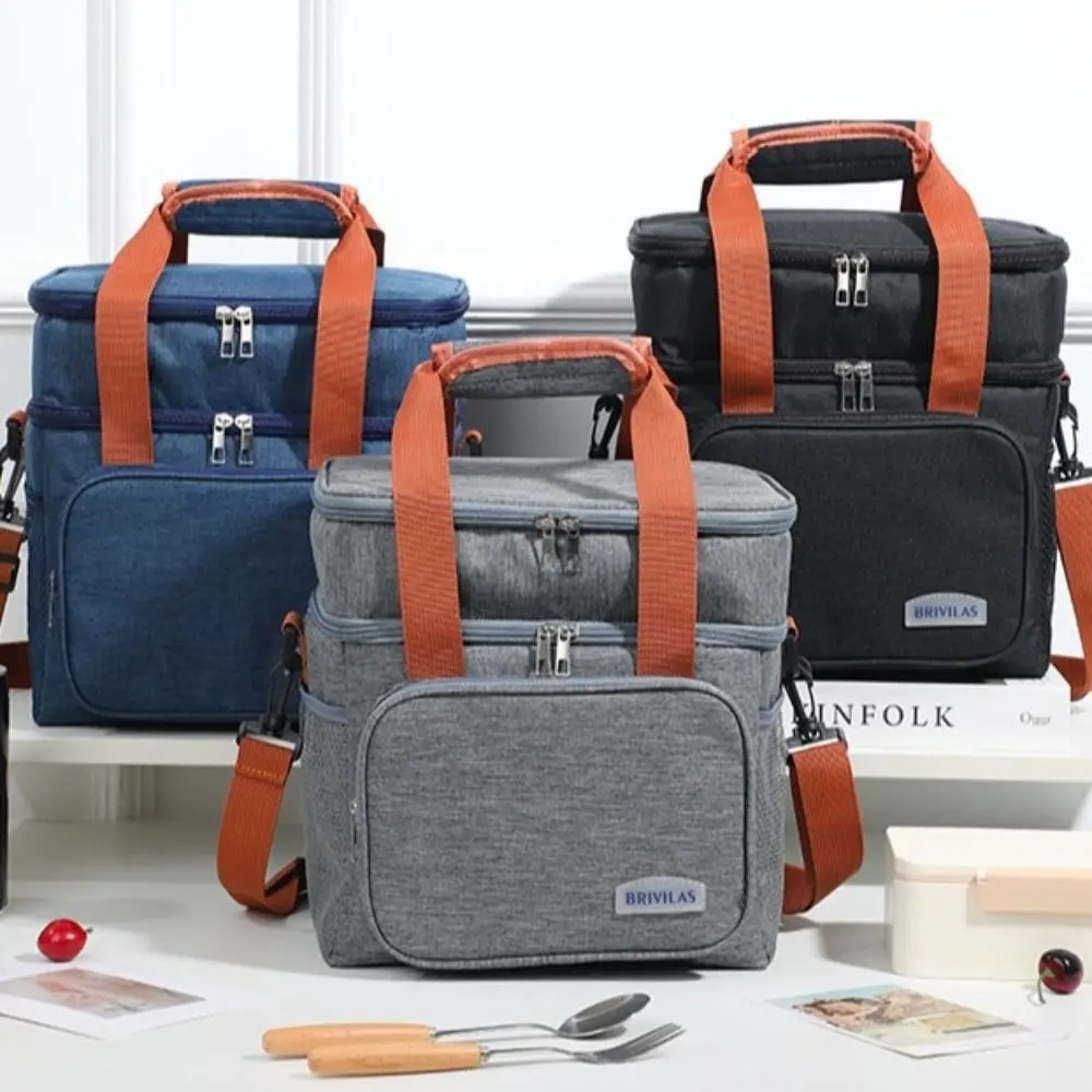 Practical Oxford Cloth Material Insulated Lunch Bag Waterproof Lining 10L Leakproof Lunchbox Lunch Cooler Bag For Women