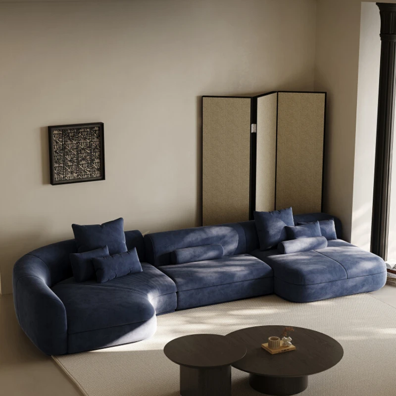 

Italian curved sofa high-end large apartment corner large flat layer fabric combination matte cloth