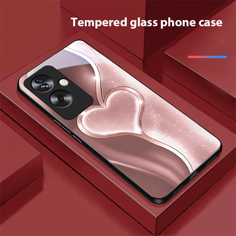 Gradual Love Big For Oppo A79 5G 58 78 74 60 4G Reno 11F Realme GT 6 11 Note 50 10 C55 X2 Tempered glass black phone case