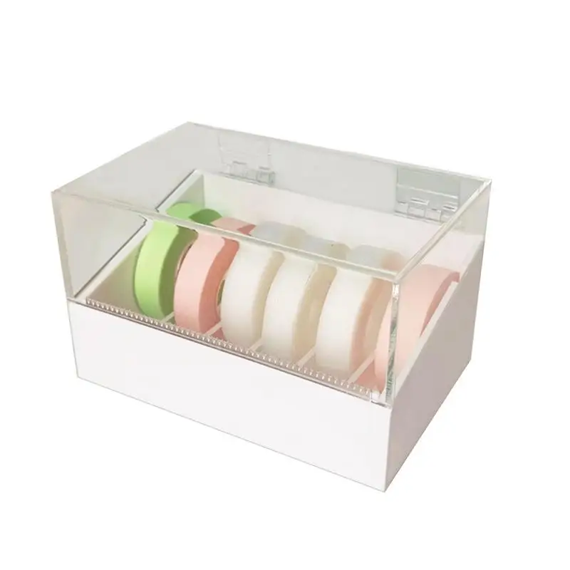 Tape Roll Holder White Roll Tape Holder Lash Tape Storage Box Dust-Proof Eyelash Tape Cutter Dispenser Desktop Tape Machine Tape