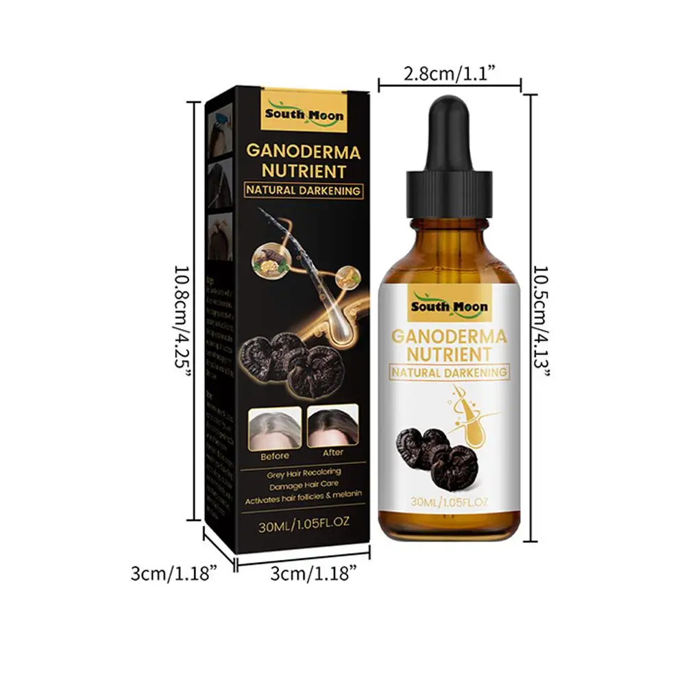 30ml Anti-Greying Hair Serum Ganoderma Nutrient Natural Darkening Serum Anti Greying Hair Serum for Women Men hair growth Care