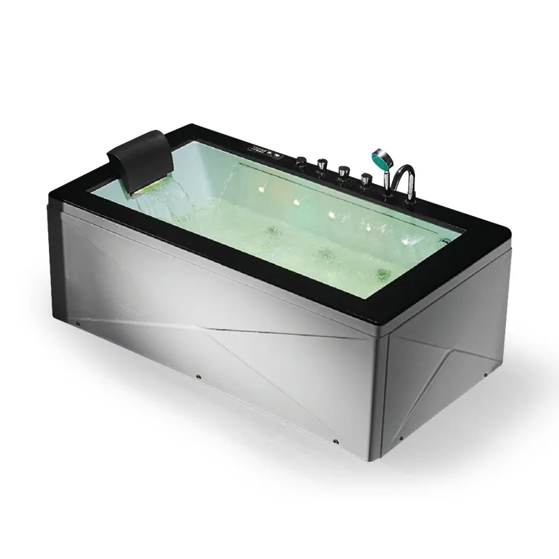 

Acrylic Modern Network Red White Rectangular Spa Bath Massage Whirlpool Bath Single Person 1.8m Villa Hotel Apartment