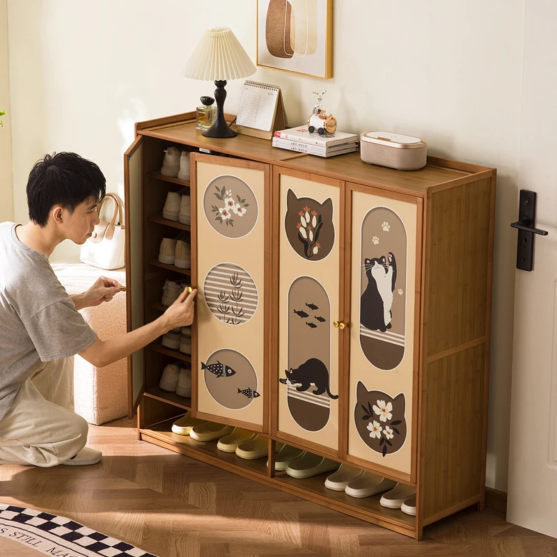 hh-Creative Design Shoe Cabinets Entrance Multi Layer Storage Cabinet Integrated Wall Facing Entrance Shoe Rack Furniture^