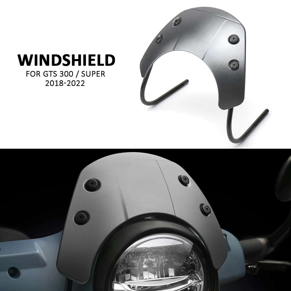 New 2018 2019 2020 2021 2022 For Vespa GTS300 SUPER GTS 300 Super Motorcycle Black Headlight Fairing Windscreen Deflector Cover