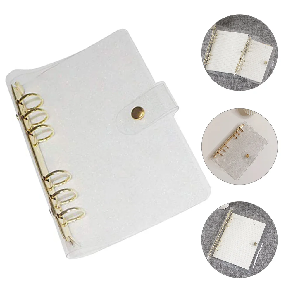 A5 Glitter Cover Stainless Steel 6 Ring Pvc Material For Office School Work Travel Diary Notebook Refillable Plastic