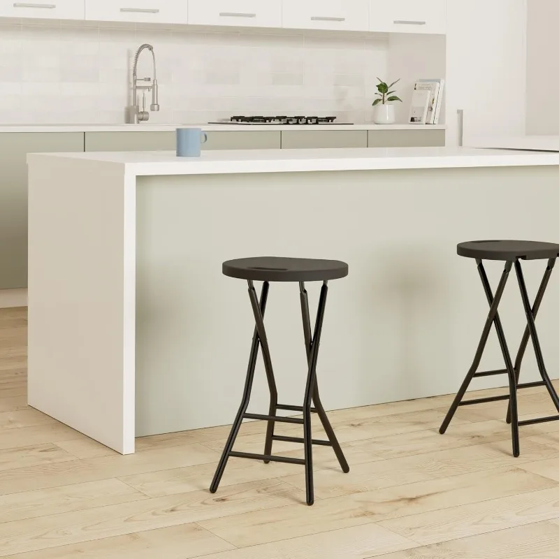 

Folding Stool,2 Pack 24 inch Tall Folding Bar Stool with Handle, Metal and Plastic Foldable Stool for Adults