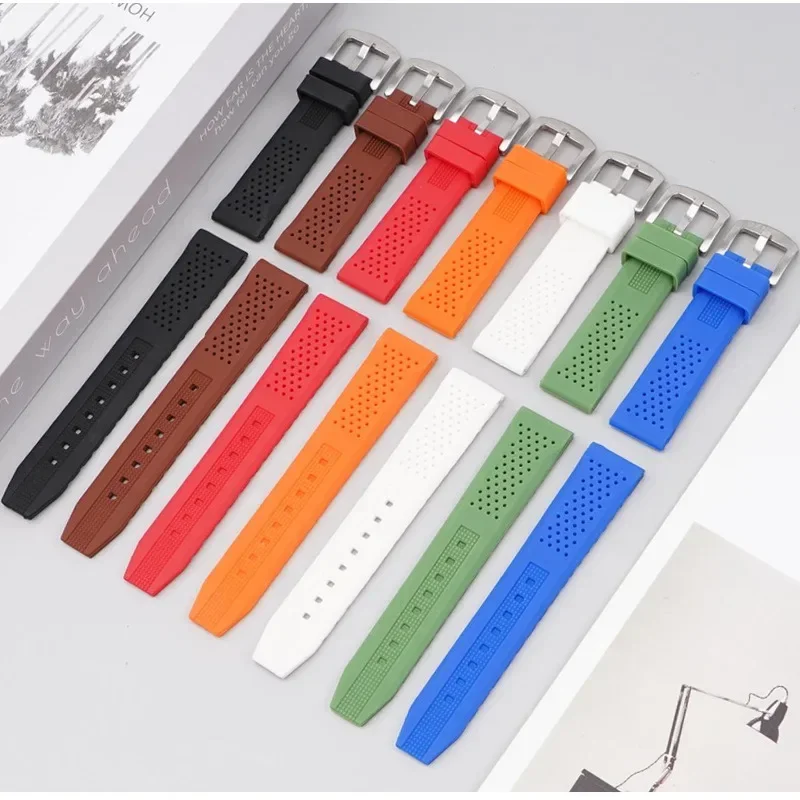 Soft Breathable Silicone Watch Band 16mm 18mm 20mm 22mm 24mm for Omega for Moonswatch Waterproof Sport Strap Accessories