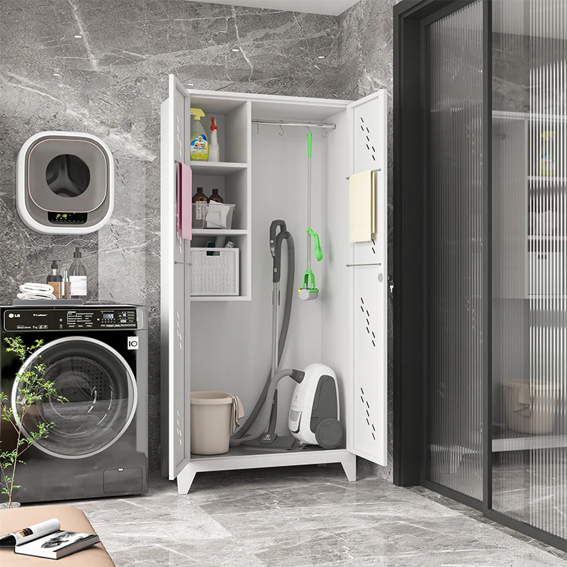 خزانة التنظيف المنزلية، خزانة الشرفة، لوحة ثقب، خزانة تخزين ممسحة، شمس خارجية