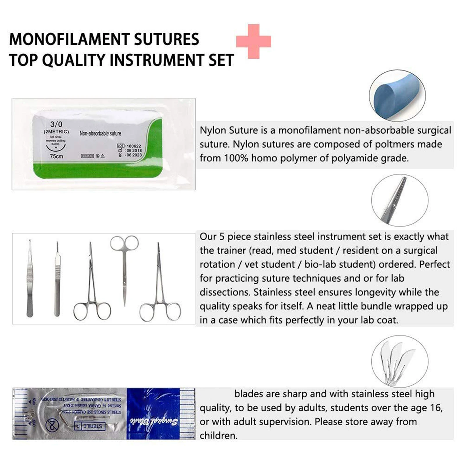 Medical Students Suture Practice Model Training Pad Needle Scissors Tool Kit Reusable Simulation Wound Medical Teaching Aid