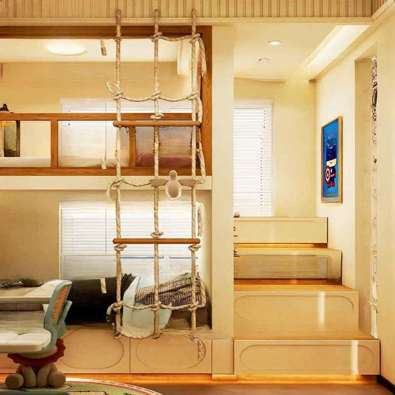 سرير الأخوات لطفلين، إطار تسلق من الخشب الصلب، سرير رياضي للوالدين والطفل، بيت شجرة، طابقين من الخشب الصلب