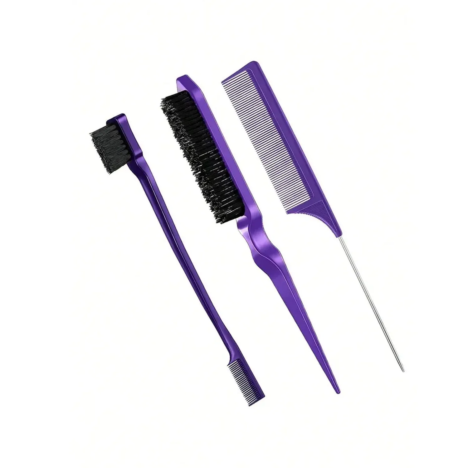 

Wholesale 3 PCS Comb Set Edge Brush Bristle Hair Brush Rat Tail Comb, Hair Brush, Curly Hair Brush