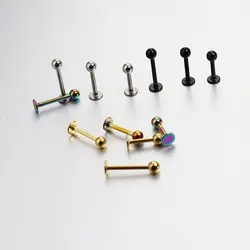 2 Pieces 16G Stainless Steel 6mm 14mm 16mm 19mm Labret Rings dimple Tragus Earring Face Ring Body Piercing Jewelry