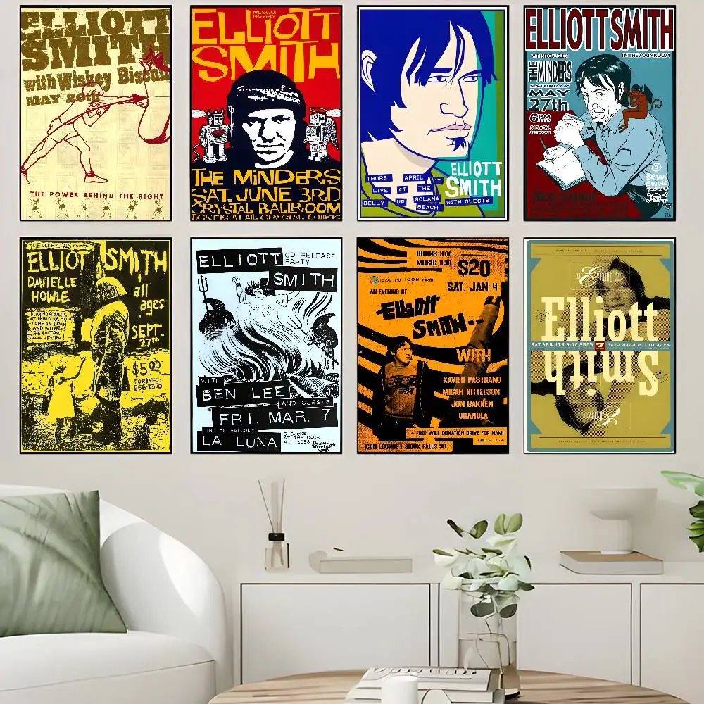 Singer Elliott Smith Anime Classic Self-adhesive Art Poster Whitepaper Sticker DIY Room Bar Cafe Wall Decor