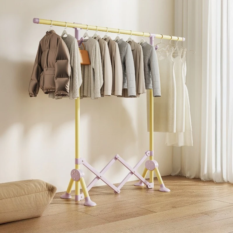 The clothes drying rack is floor-standing, and designed for small bay windows in bedrooms