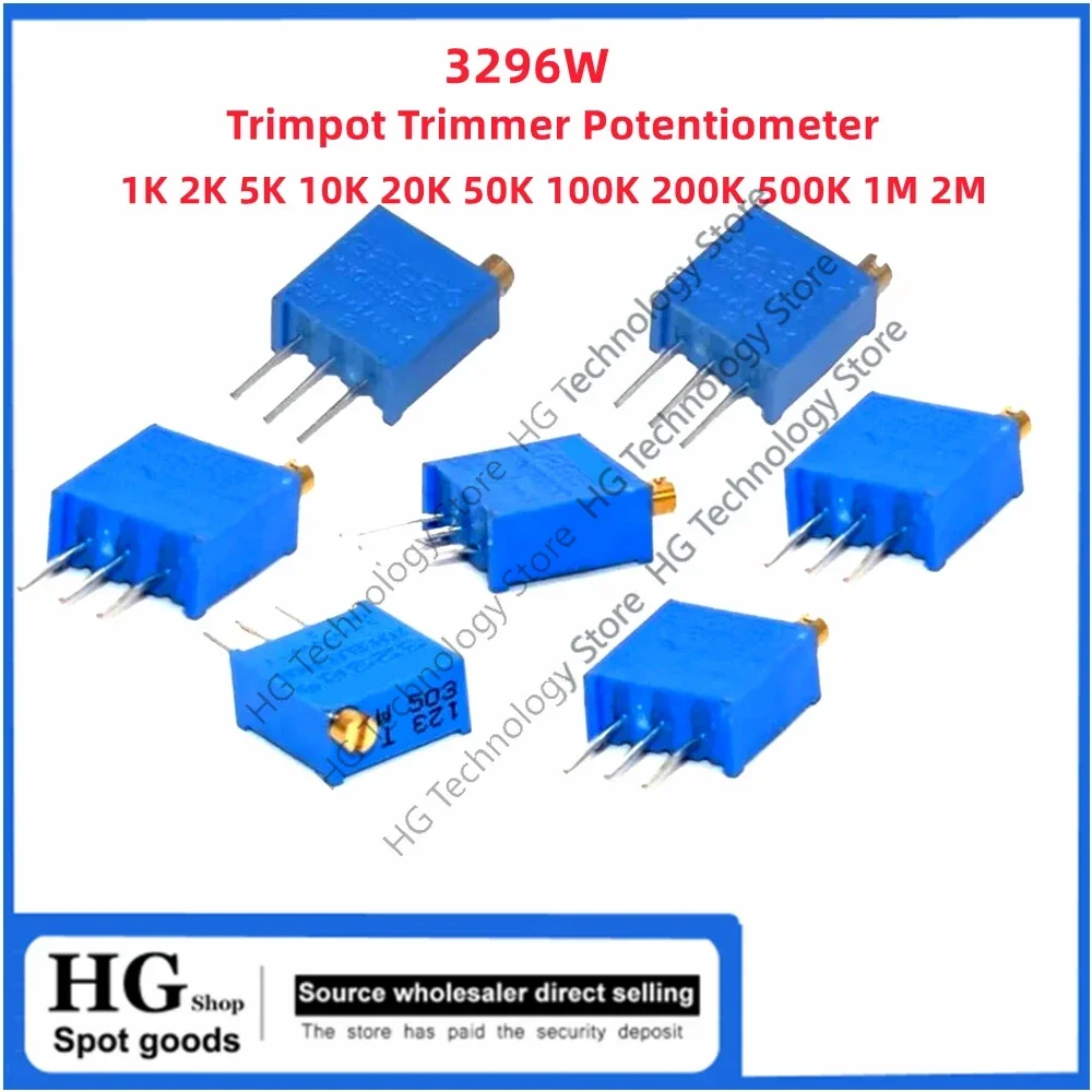 

10PCS Original new 3296WPotentiometerPrecisionAdjustableResistanceMulti-Turn100 200 500 1K 2K 5K 10K 20K 25K 50K 100K 500K1M 2M