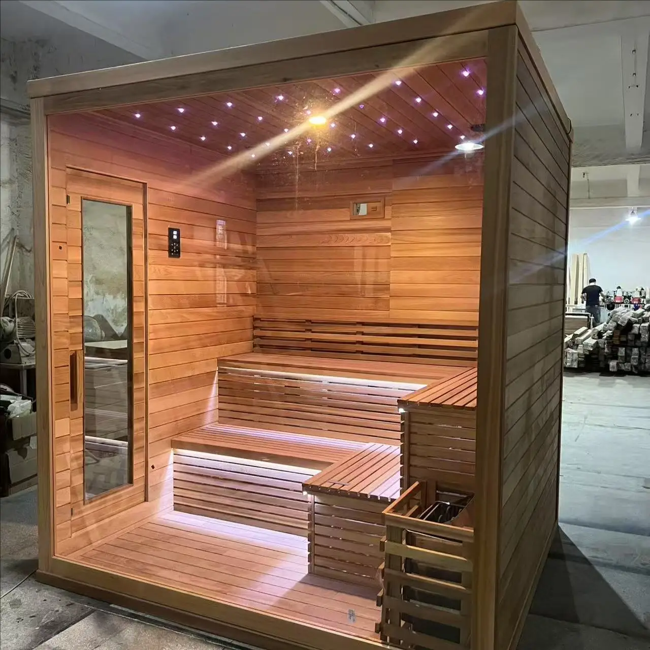 Hemlock Sauna Rooms Outdoor Wood Steam Sauna Room for 4 Person Dry Sauna Room
