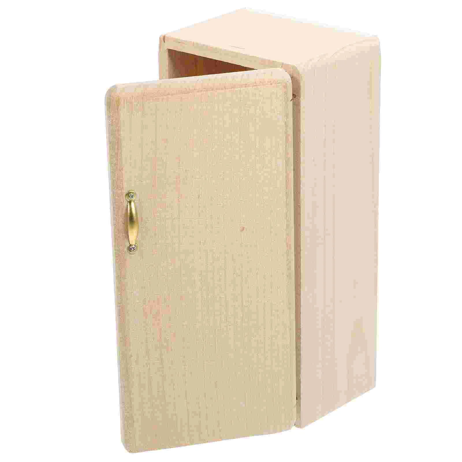 Furniture House Refrigerator Small for Room Car Wood Miniature Kitchen Miniatures