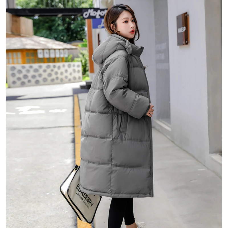 2024 New Fashionable Zipper Down Cotton Jacket for Women, Medium To Long, Hooded, Winter Thick Cotton Coat, Cotton Jacket