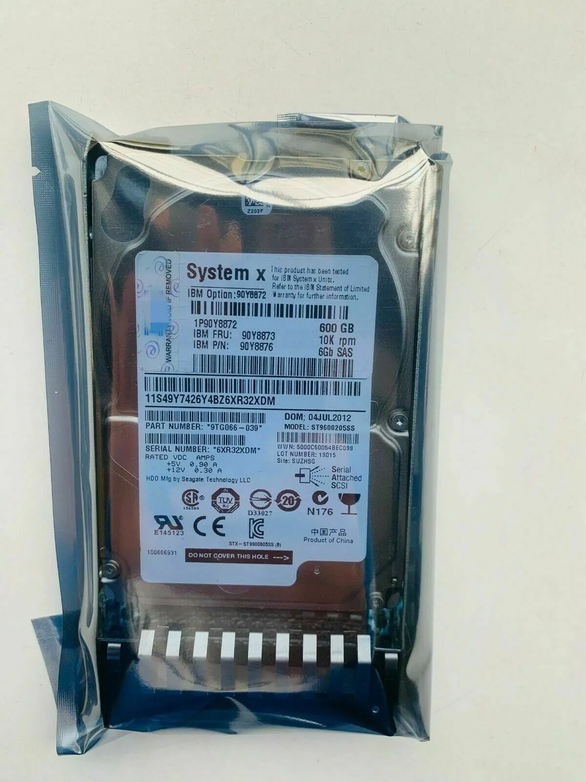 FOR IBM 90Y8872 90Y8873 90Y8874 90Y8876 600GB 10K 6G 2.5" SAS G2HS HARD DRIVE