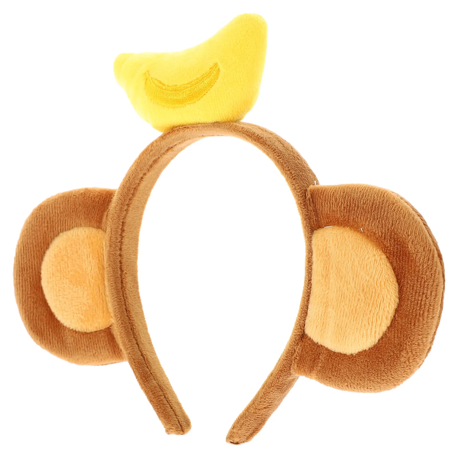 Adorable Monkey Ear Headband with Banana Top Soft Fabric Animal Ears Hairband for Women Cosplay Party Halloween Dress Up