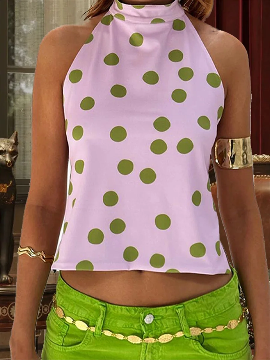 Women Sexy V-Neck Lace Camisole Tank Top Sleeveless Backless Floral Print Summer Blouse for Beach Vacation Party