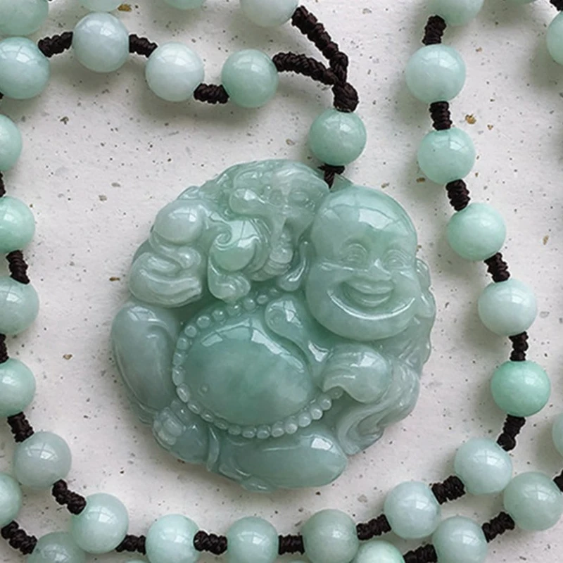 Glutinous Bean Green Big-bellied Buddha Smiling Buddha for Men and Women