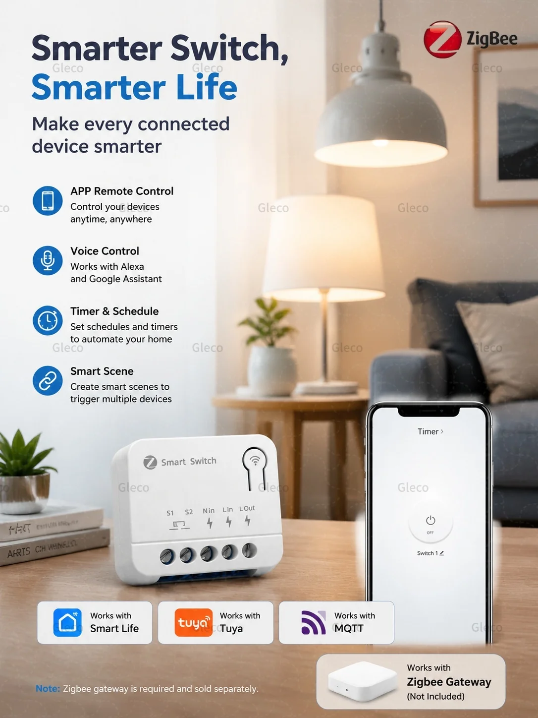 Inteligentny przełącznik Zigbee 1/2/3-kanałowy, moduł zewnętrznych mini-przełączników Extreme Relay do aplikacji Smart Life TUYA, zdalne sterowanie Zigbee2mqtt — 2
