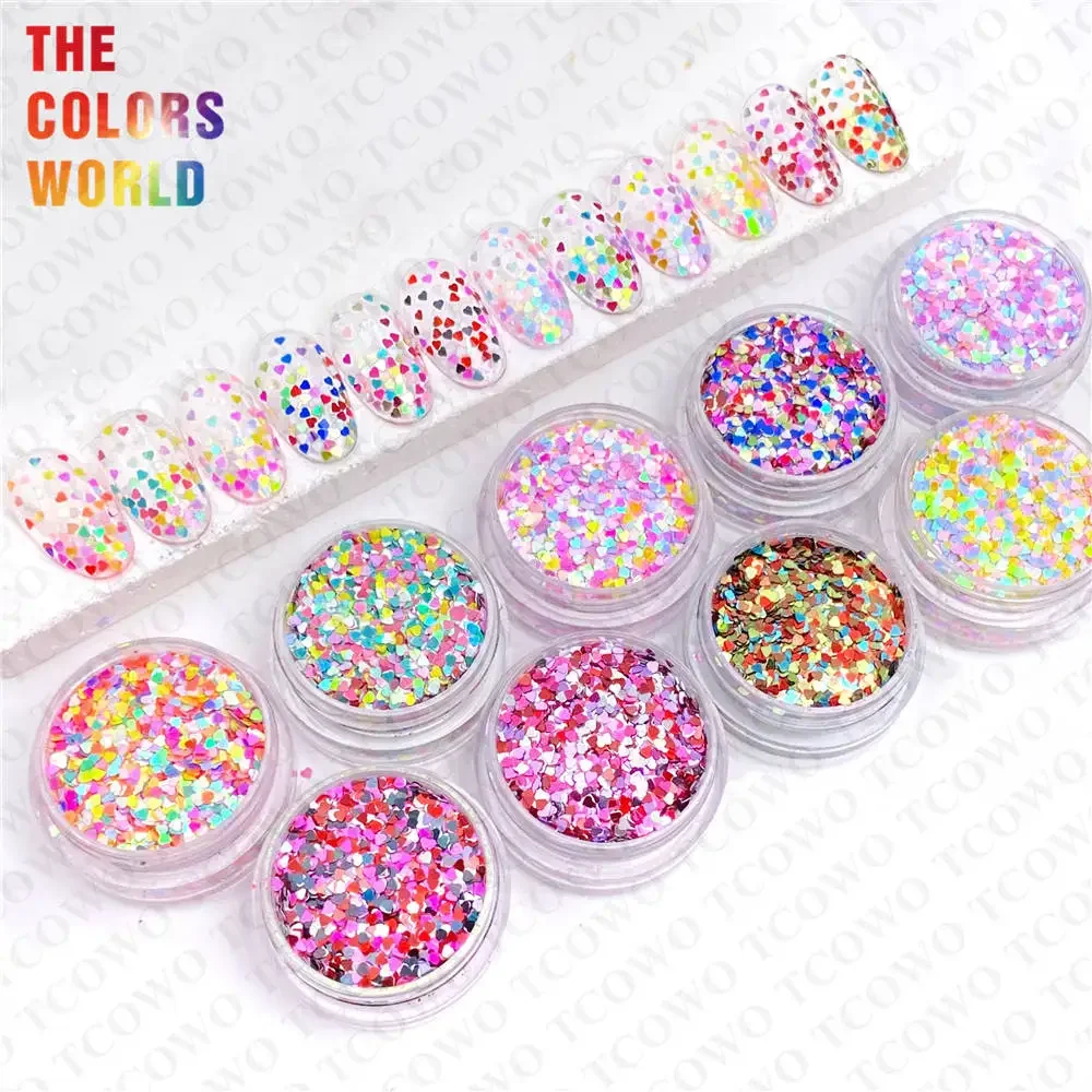 TCT-893 Love Heart Nail Glitter Sequin Heart Glitter Nail Polish For Valentines Day Wedding Party Decoration Textile Resin Art